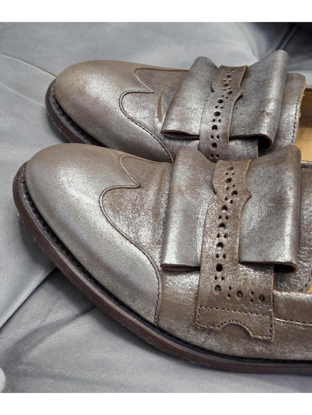 The Office Of Angela Scott Mr Dickey Metallic Brown Loafer Womens Shoes 37.5 7.5 - Picture 15 of 16